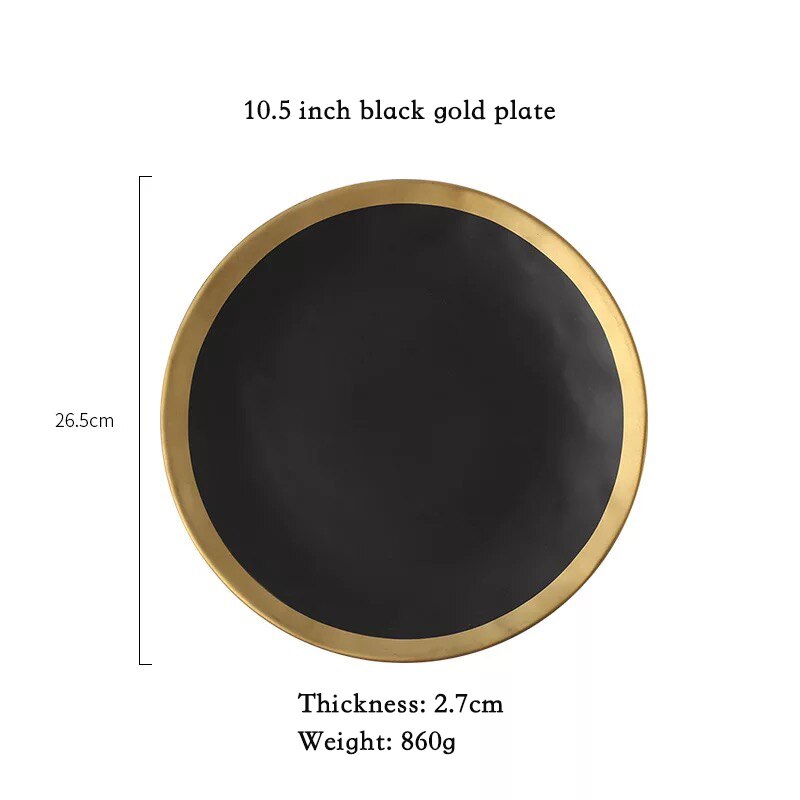 Ceramic Beef Platter Household Breakfast Plate Simple And European Vegetables Platter With Gold Edge Tableware: 4