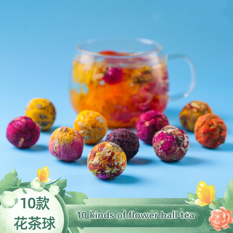 coffret de thé de fleur de boule de Dragon fait main avec 10 sortes de coffret de thé de fleur de boule de Dragon fait main avec 10 sortes de