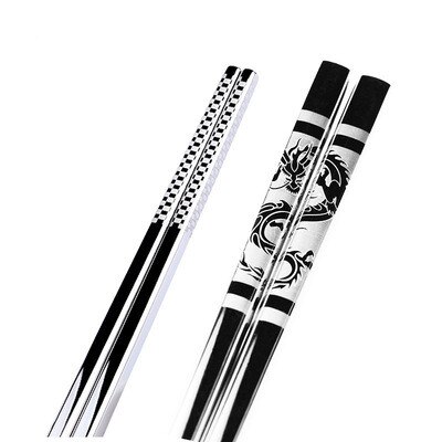 1 Paar Rvs Anti Skid Draak Eetstokjes Sushi Metalen Ijzer Draagbare Chinese Gezonde Voedsel Stok Voor Sushi Eetstokjes Set: Dragon