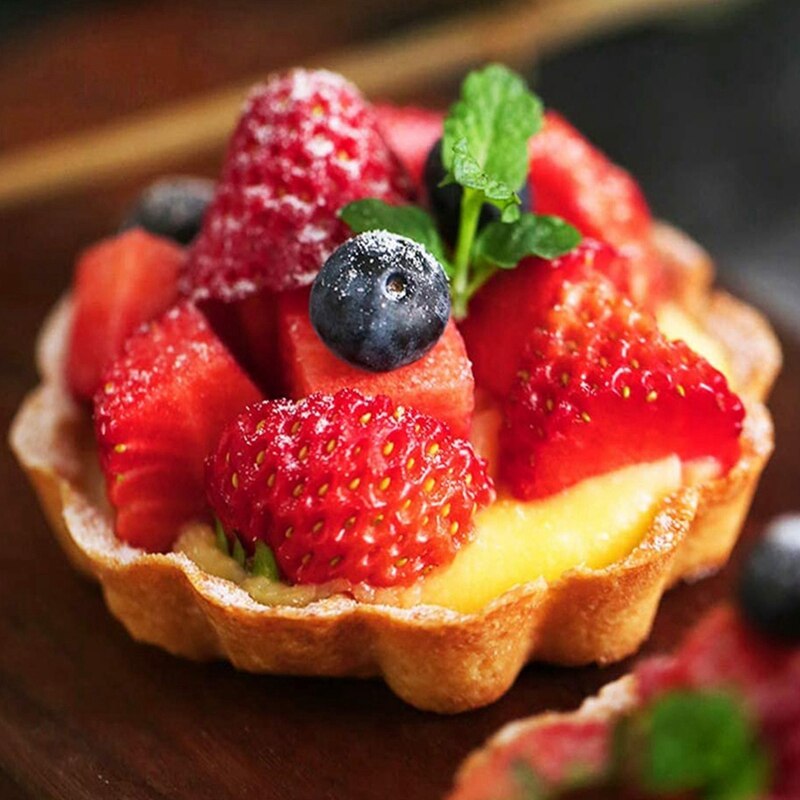 6 Pack Tart Quiche Pan Set Nonstick Removable Loose Bottom Mini Heavy Duty Fluted Pie Cheesecake Molds