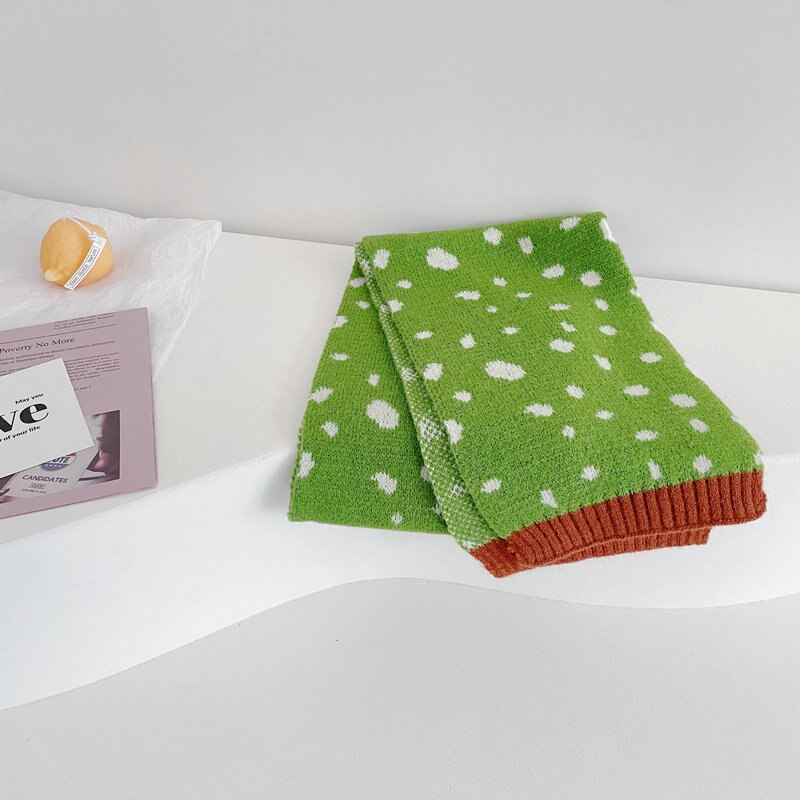 Moda coreana estilo estrangeiro leopardo impressão contraste cor cachecol de malha das crianças outono inverno meninos meninas bebê quente cachecóis: Verde