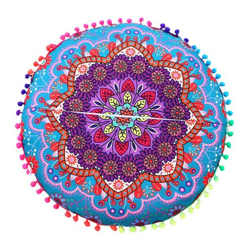 Chique ronde indiase mandala-patroon kussensloop bohemian kussens magische kleurrijke stijl kussensloop: Bordeauxrood