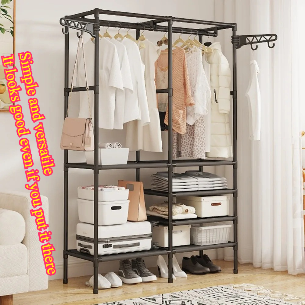 Metalen kledingrek Huishoudelijk vloerstaand opbergrek Eenvoudig kledingrek Multifunctioneel kledingrek Stabiel kledingrek