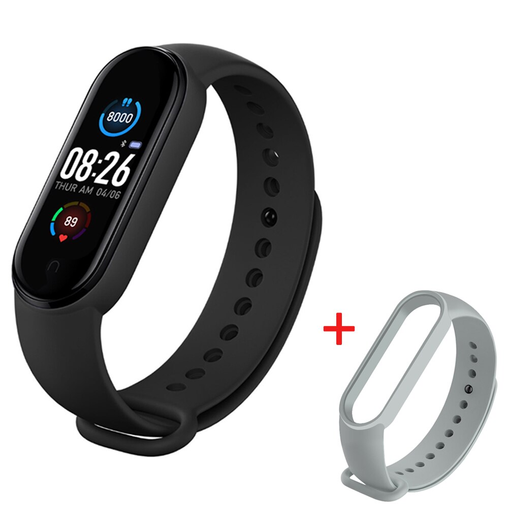 Banda intelligente M5 2020 Braccialetto Intelligente IP67 Impermeabile Smartwatch di Pressione Sanguigna Per Il Fitness Tracker Smartband Fascia di Forma Fisica Braccialetti: with gray strap