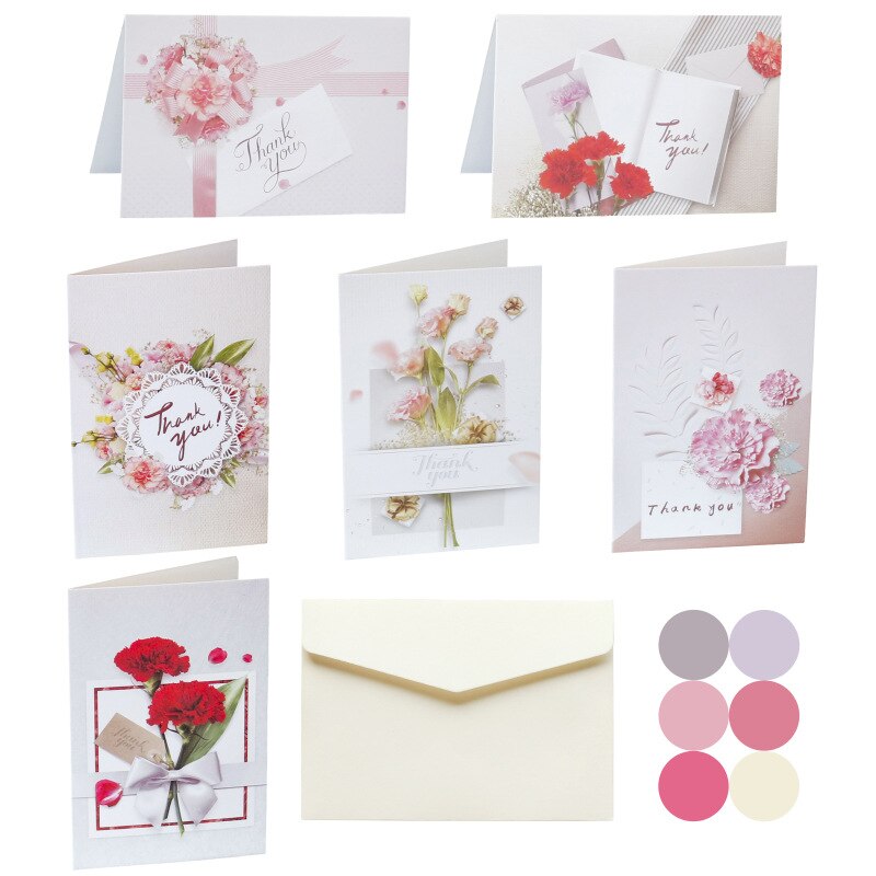 6 sæt blomsterkaktus tak gfit bryllupsfest invitation med konvolutter klistermærker tomme inde i postkort foldet lykønskningskort: 3