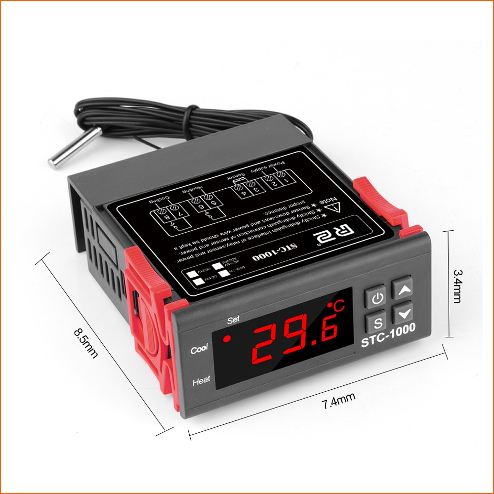 Digital Temperature Controller Thermostat Thermoregulator Incubator Relay LED Heating Cooling STC-1000 12V 24V 72V 220V