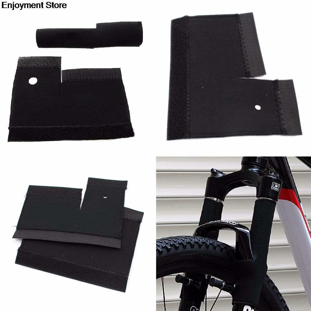 1 Pair Black Bicycle Frame Chain Protector Cycling Mountain Bike Stay Front Fork Protection Guard Protective Pad Wrap Cover