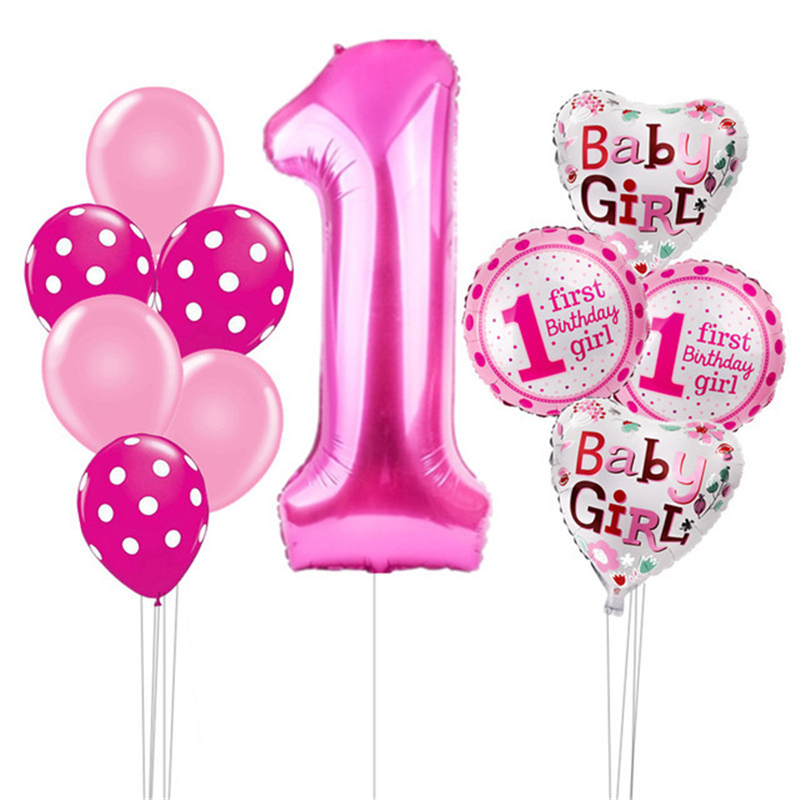 1rd Verjaardag 1 Jaar Oude Blauwe Jongen Nummer Verjaardag Ballonnen Folie Helium Verjaardag DIY Decoratie Feestartikelen Roze Meisje Party