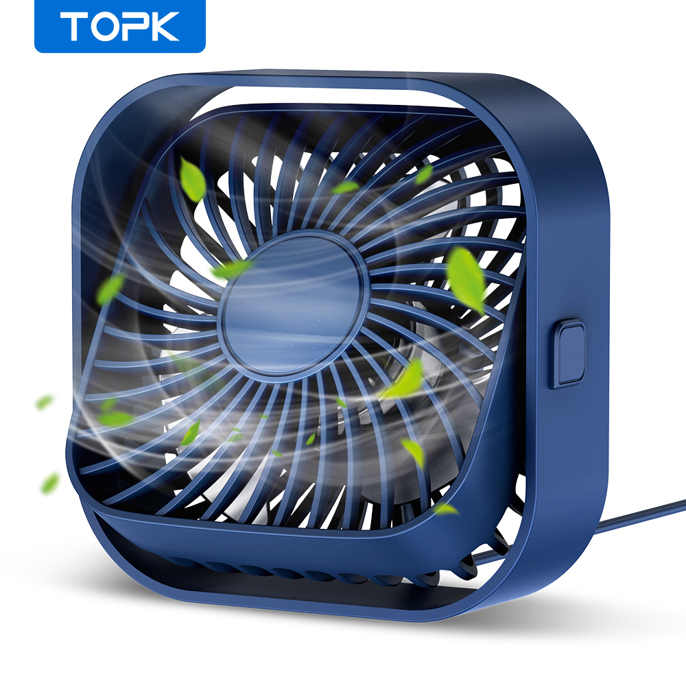 TOPK Mini ventilateur Portable USB ventilateur de bureau Table flux d'air fort et fonctionnement silencieux 3 vitesses vent 360 ° Ventilateurs sur pied rotatifs pour chambre maison: YELLOW