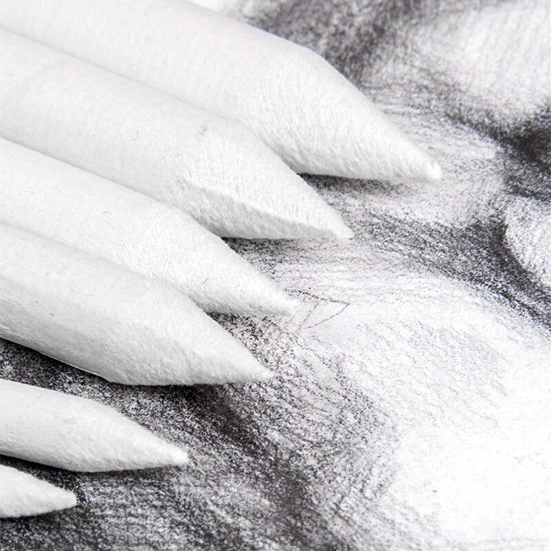 6 pcs/set 6 Sizes Highlight Blending Paper Stump Pen Sketch Art White Drawing Charcoal Sketching Tool Rice Paper Stick C6831