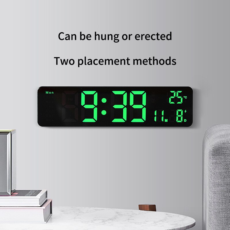 Digital Alarm Clock Temperature Date Dual Alarms Voice Control Electronic Table Clock Snooze Wall LED Clocks for Living Room