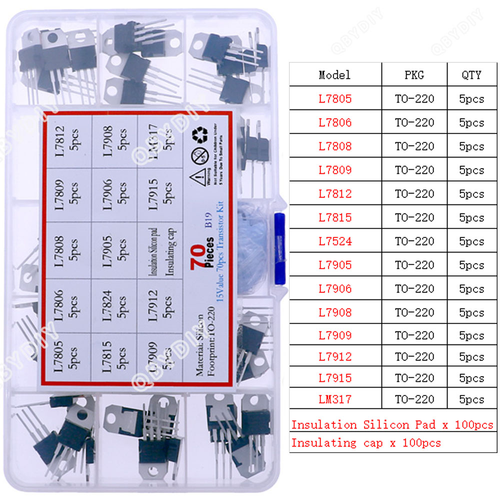Mosfet Triode tiristor PNP NPN regulador de voltaje Chip Transistor surtido Kit TO-92 TO-126 TO-220 serie DIY caja de juego mixta: YELLOW