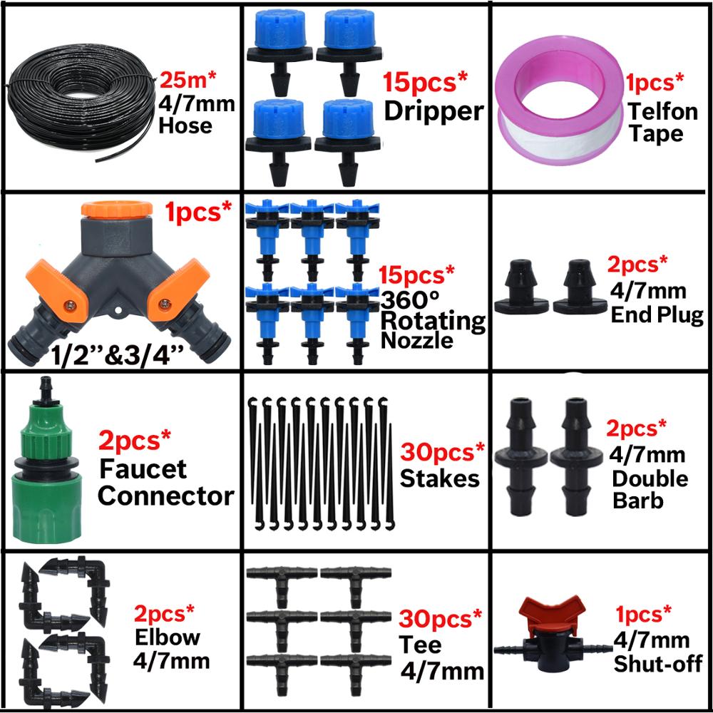 Kesla 5-35M Tuin Automatische Micro Drip Irrigatie Systeem Self-Watering Kit Verstelbare Drippers 360 ° Sprinkler nozzle Kas: KSL01-KIT268-25M-B