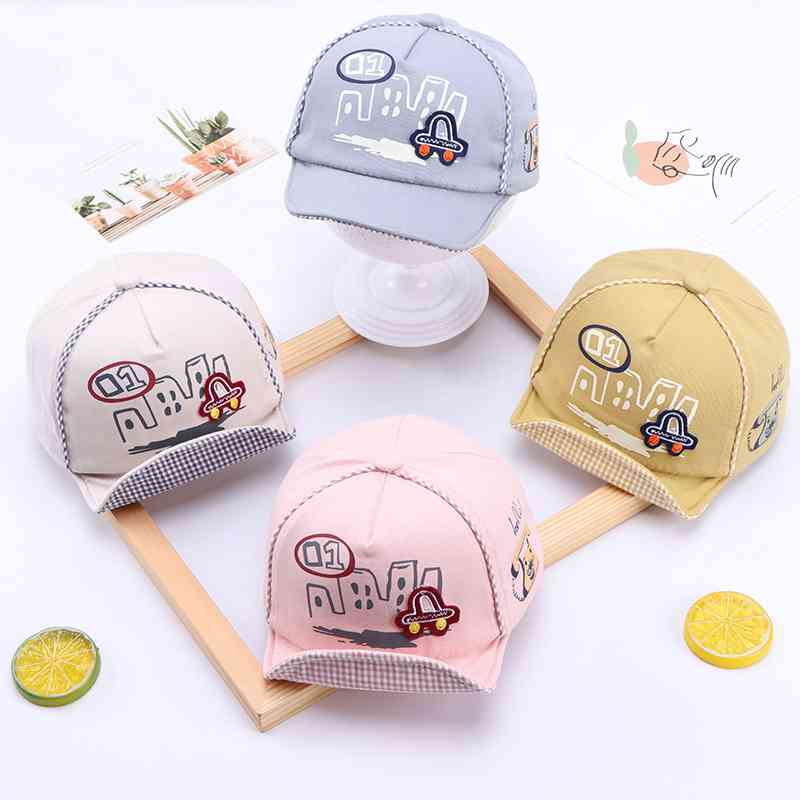 Schattige Baby Cap Zomer Katoenen Baby Jongen Baseball Cap Cartoon Auto Verstelbare Peuter Meisjes Zonnehoed