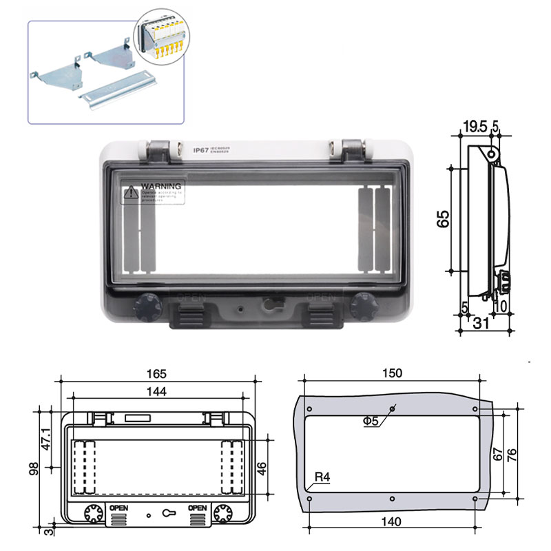 Transparent button protection window cover Waterproof window circuit breaker switch IP67 splash cover box: 8 without bottom