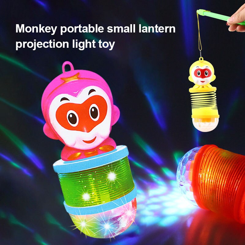 Monkey Lantern Projection Spring Expansion Light Toy Funny Animal Glowing Children Toy M09