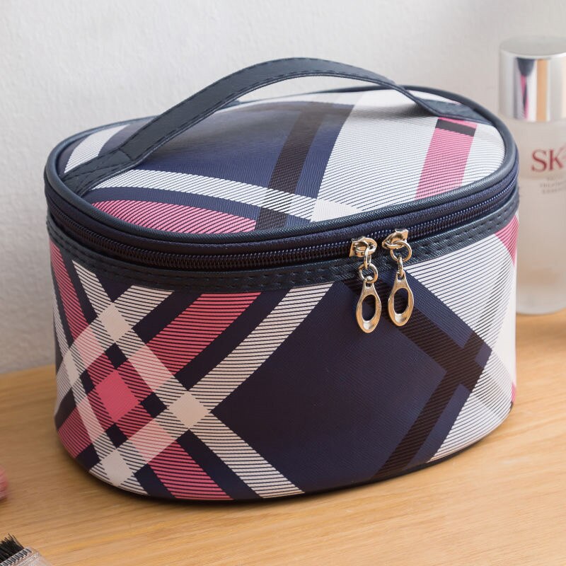 Bolsa de almacenamiento de cosméticos portátil de gran capacidad impermeable de con múltiples patrones, almacenamiento de viaje simple multifuncional: Azul oscuro