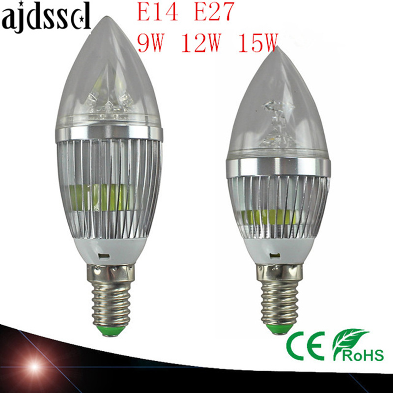 Bombilla LED para candelabro, luz de vela E14 E27 9W 12W 15W, bombilla blanca cálida/naturaleza/fría, lámpara regulable 110V220V, bombilla Led CE ROHS