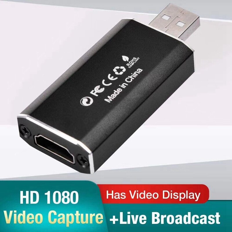 Mini HDMI Video Capture Card o Video Capture Card HDMI to USB2.0 1080P HD Record Suitable for PS4 Game DVD Camcorder