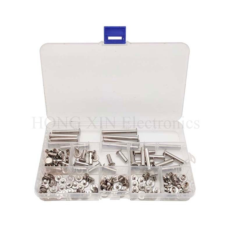 Chicago Screw Binding Screws Posts Assortment Kit for DIY Leather Bookbinding Crafts 120Pcs/Set M5