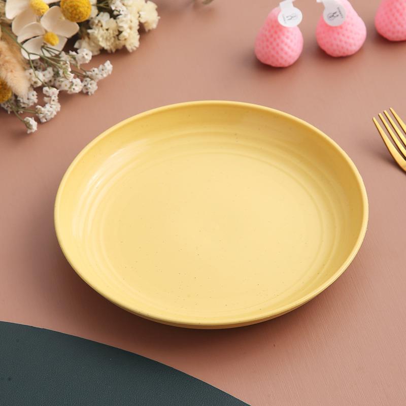 Ronde, met tarwevezels versierde plastic eettafelborden, herbruikbare dessertborden voor kamperen en picknicks, fruitborden, dinerborden, keukenbenodigdheden groothandel