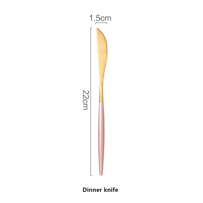 Scandinavische stijl roze goud roestvrij staal western steakmes fruit vork koffielepel eetstokjes thuis diner servies: Dinermes