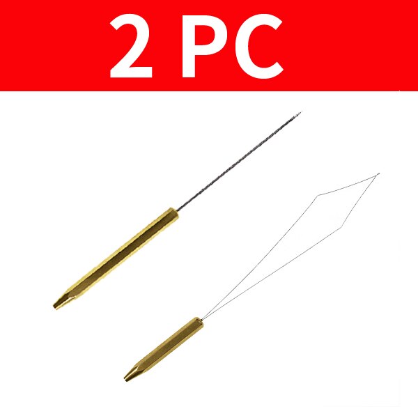 Wifreo fly tying tool bobbin threader with half hitch brass handle thread threading brass bodkin fly Fishing Tools: 2pc