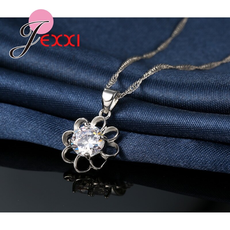 Retro Style Hollow Out Flower Ketting Oorbellen Voor Wedding 925 Sterling Zilver Oostenrijkse Crystal Sieraden Sets Vrouwen