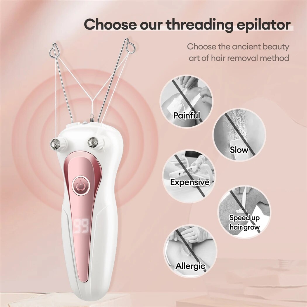 Elektrische Body Hair Remover Vrouwen Katoenen Draad Been Arm Scheerapparaat Scheermes Dame Schoonheid Nek Oplaadbare Haar Epilator