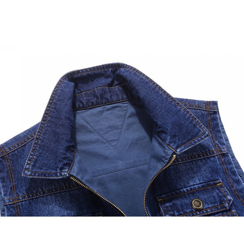 Mannen Voor-en Achterkant Dragen Denim Vest Casual Rits Multifunctionele Vest Werk/Leven dual-Gebruik Vest 2 Kleuren
