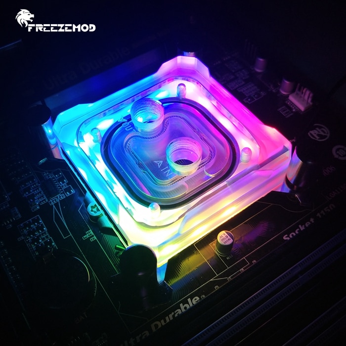 FREEZEMOD computer PC CPU water cooler block AMD AM2 AM3 AM4 3pin 5V light copper base plate water cooling. AMD-PK5E