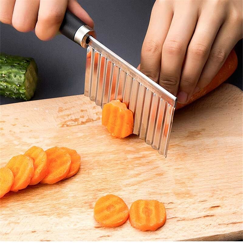 Cuchillo ondulado de acero inoxidable para cortar patatas, utensilio de cocina, herramienta para cortar frutas y verduras, máquina para patatas fritas