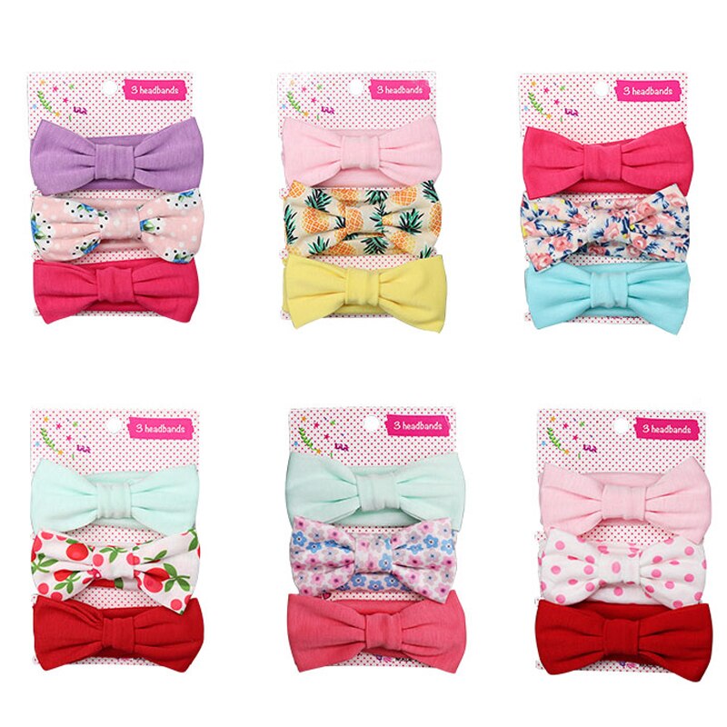 3 Stks/set Bloemen Baby Hoofdband Zachte Katoen Bloemenprint Dot Gedrukt Bows Geknoopt Meisje Hoofdbanden Haar Accessoires Dropshippin
