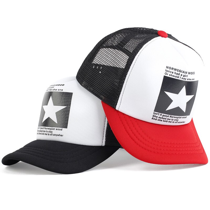 Summer multicolor baseball caps for men and women multicolor hollow hats five-pointed star style hip-hop city rebound unisex