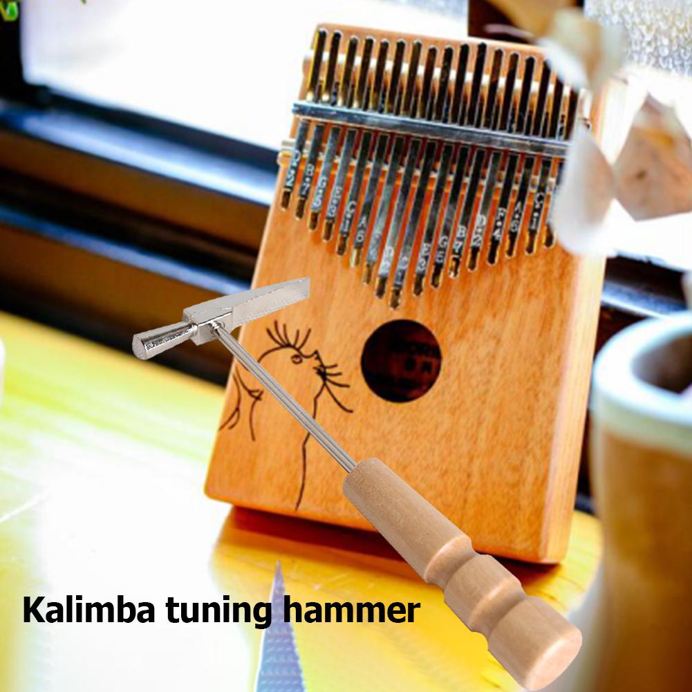 145x60x20mm Durable Kalimba Tuning Hammer Holzgriff Metall Tragbare Tuning Hammer für Alle Größe Daumen klavier Silber Gelb