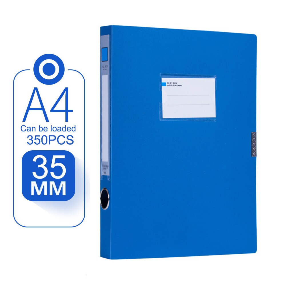A4 dokumentfilboks 3.5cm opbevaringspose-filer mappe letvægts-organisator filboks bærbar ekspanderende dokumentholder: A 3.5cm brede