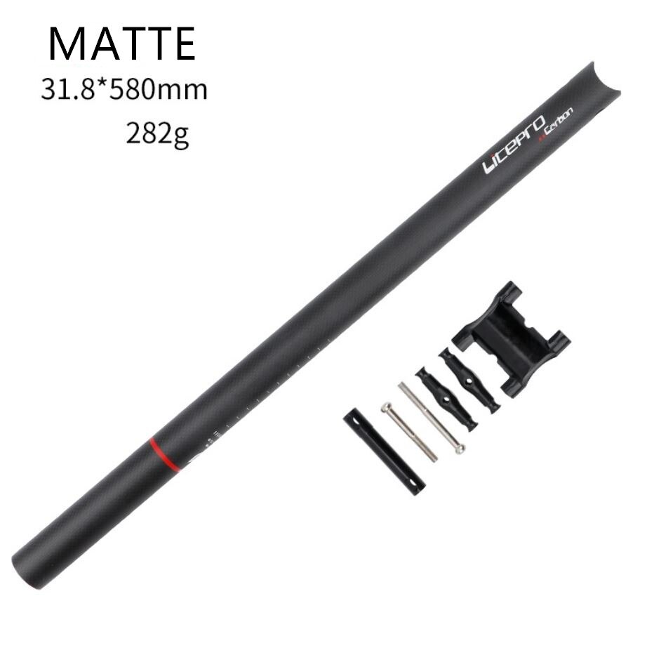 Litepro Zadelpen Voor Brompton Vouwfiets Carbon 31.8Mm * 580Mm Fietsstoeltje Buis: matte black