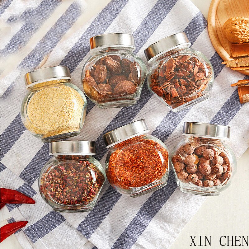 Botes sellados de vidrio para cocina, tarro de almacenamiento de alimentos, tés de especias, utensilio de almacenamiento de botellas de conservación de dulces, de 180ML, de 3 a 10 Uds.
