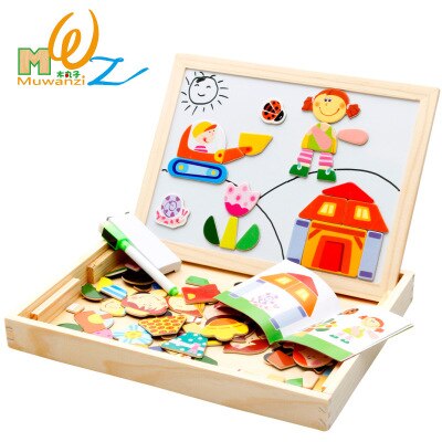 Kinderen Speelgoed Houten Magnetische Puzzel Dier Puzzel Dubbelzijdig Magnetisch Tekenbord Kinderen Puzzel Puzzel