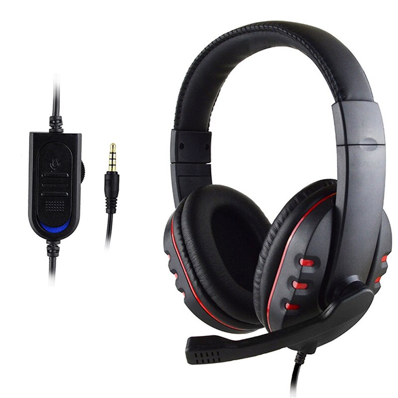 Auriculares estéreo para juegos para Xbox one PS4 PC 3,5mm con cable, auriculares para jugadores con micrófono y Control de volumen: Red