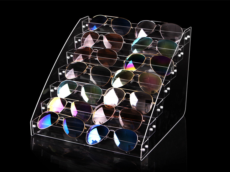 Ofessional 30cm längd akryl solglasögon ställ glasögon som visar rack box vitrine smycken glasögon hållare avtagbar  ju31711: 7 lager