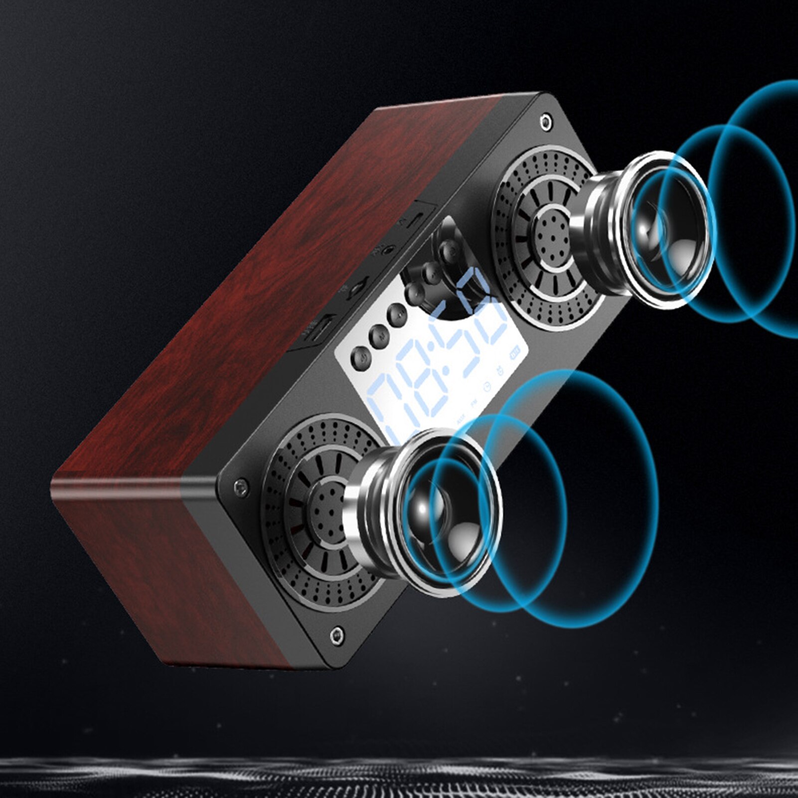 SALES！！ A10 Mini Wood Bluetooth Wireless FM Radio LCD Display Arlarm Clock Music Player