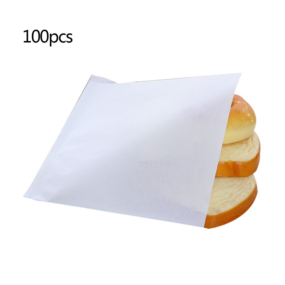 100pcs 12x12cm Sandwich Donut Bread Bag Oil-proof Biscuits Kraft Paper Bags Baking Paper Food Packaging Bags Bakery Food Packing