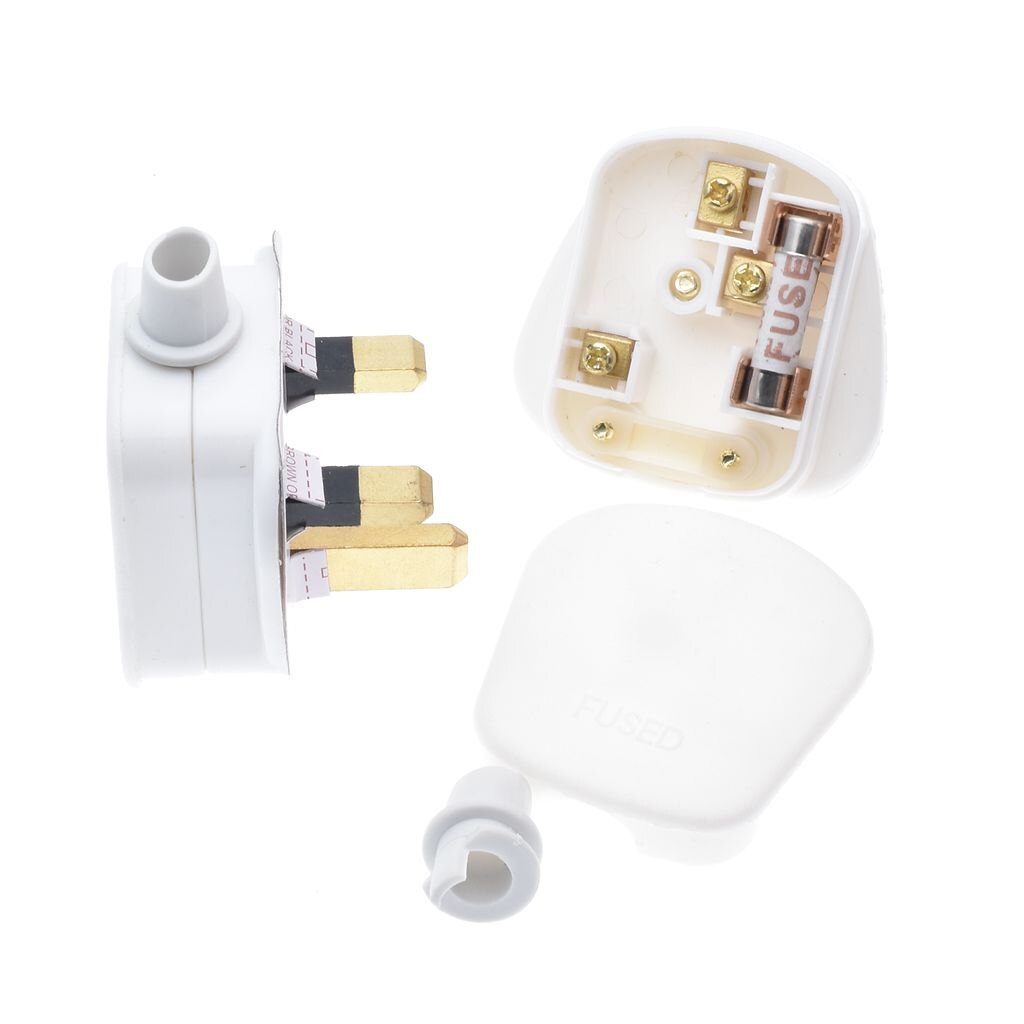 UK 3 Pins AC Electrical Power Rewireable Plug Male W/ Wire Fused Socket Outlet Adaptor Adapter Extension Cord Cable Connector