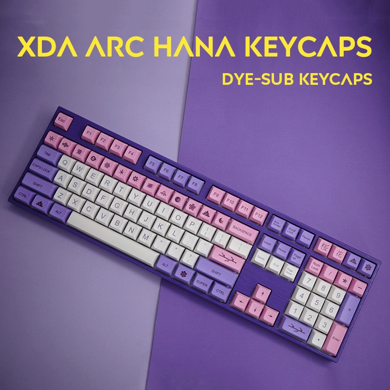 122 Toetsen Xda Arc Hana Dye-Sub Lettertypen Pbt Dsa Keycap Macaron Ethermal Voor Mechanische Toetsenbord Cherry Mx Switch keycaps