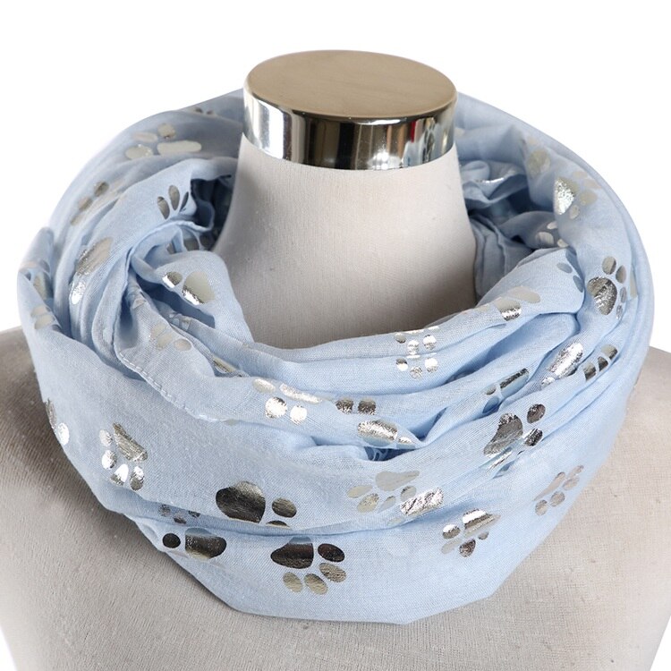 FOXMOTHER Neue Blau Grau Weiß Farbe Folie Splitter Katze Hund Pfote Schal Snood Ring Unendlichkeit Schal Frauen Damen: Himmel Blau Schleife