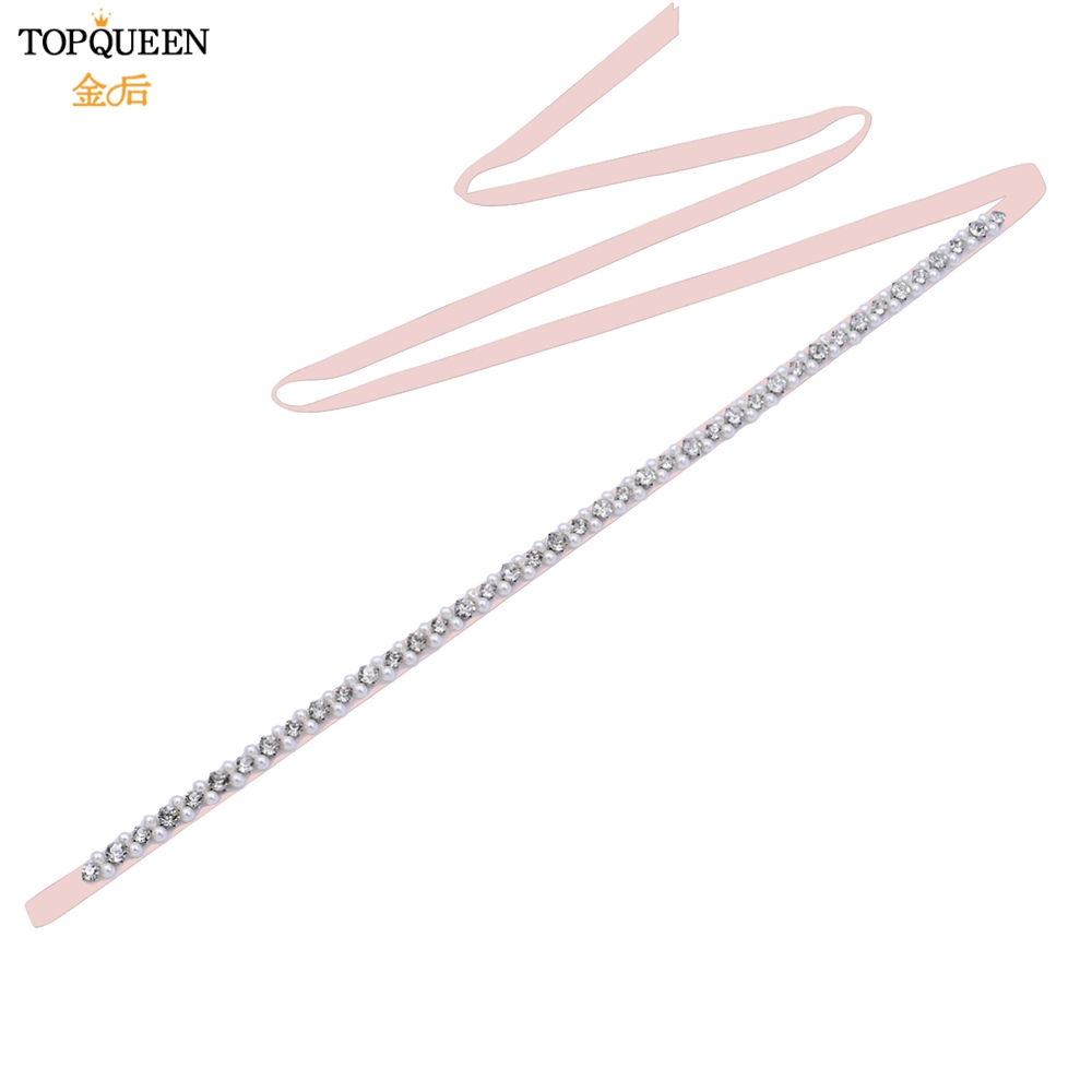 TOPQUEEN Bruid Riem Zilveren Diamanten Bruiloft Riem Banket Party Parel Jurk Accessoires Bruiloft Gast Bruidsmeisje Accessoires S381: YELLOW