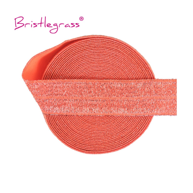 Bristlegrass 5 Yard 3/4 &quot;20Mm Zilveren Glitter Foe Vouw Over Elastiek Spandex Bands Tape Pols Haar Tie Hoofdband jurk Naaien Trim