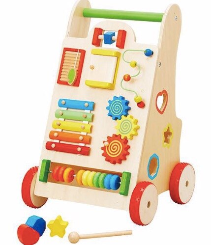 Camminatore per bambini in legno push per bambini giocattoli per bambini carrello per giocattoli in legno puzzle walker toy Sit-to-Stand Learning walker wagon: Default Title