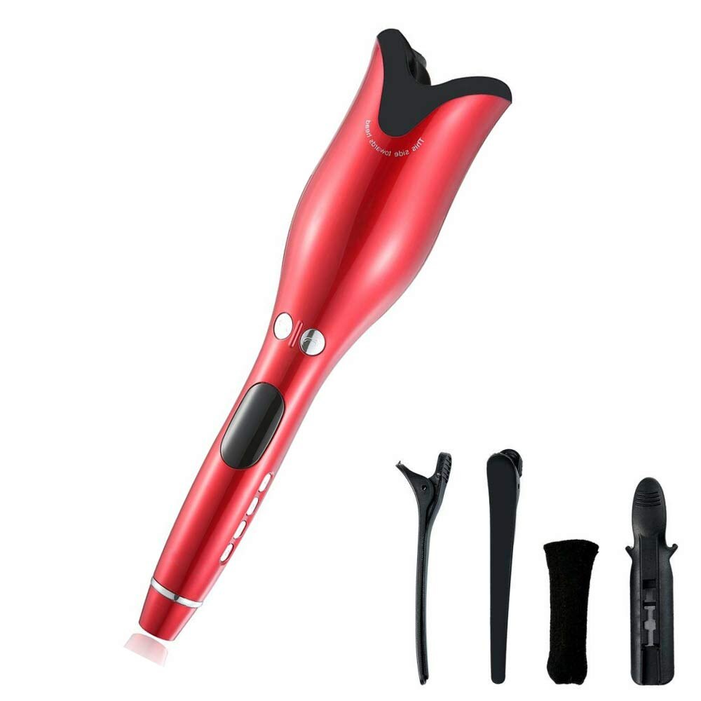 Bigoudi automatique pour cheveux, appareil pour boucler les cheveux, fer à friser en céramique, Machine Portable, grand boucleur, outils pour boucler les cheveux: Red with box / L'UA